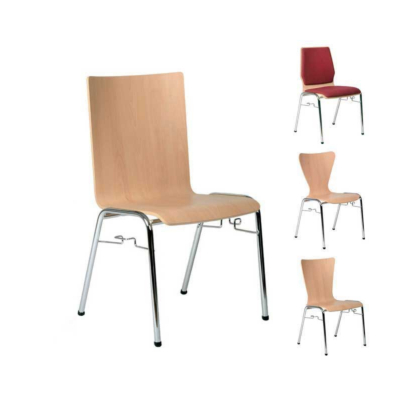 Schalenstuhl TONIC 3, ungepolstert oder mit Polsterung, Gestell Chrom