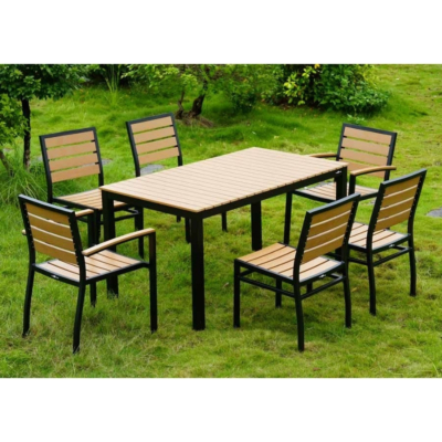 Outdoorset Izola 3, 1 x Tisch 140 x 80 cm, 6 x Terrassenstuhl Izola ohne Armlehnen