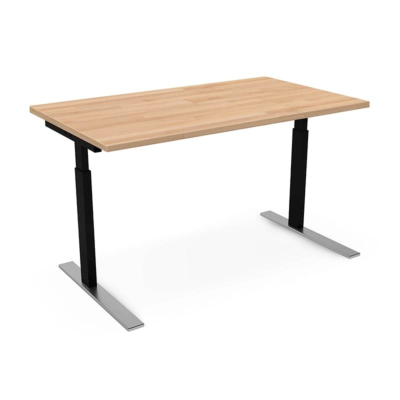 Schreibtisch Timo, manuell höhenverstellbar, mit Massivholzplatte Buchenholz